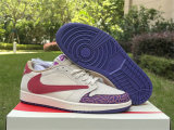 Authentic Travis Scott x Air Jordan 1 Low GS Purple/Red
