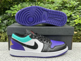 Authentic Air Jordan 1 Low Purple/Black/Gold