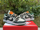 Authentic Nike Dunk Low Green/White/Black/Orange
