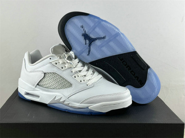 Authentic Air Jordan 5 Low GS “White Silver”