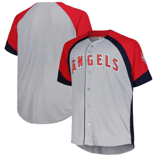 Men's Los Angeles Angels Profile Gray Big & Tall Colorblock Team Fashion Jersey