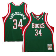 Men's Milwaukee Bucks Giannis Antetokounmpo Mitchell & Ness Hunter Green 2013-14 Hardwood Classics Swingman Jersey