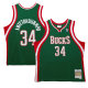Men's Milwaukee Bucks Giannis Antetokounmpo Mitchell & Ness Hunter Green 2013-14 Hardwood Classics Swingman Jersey