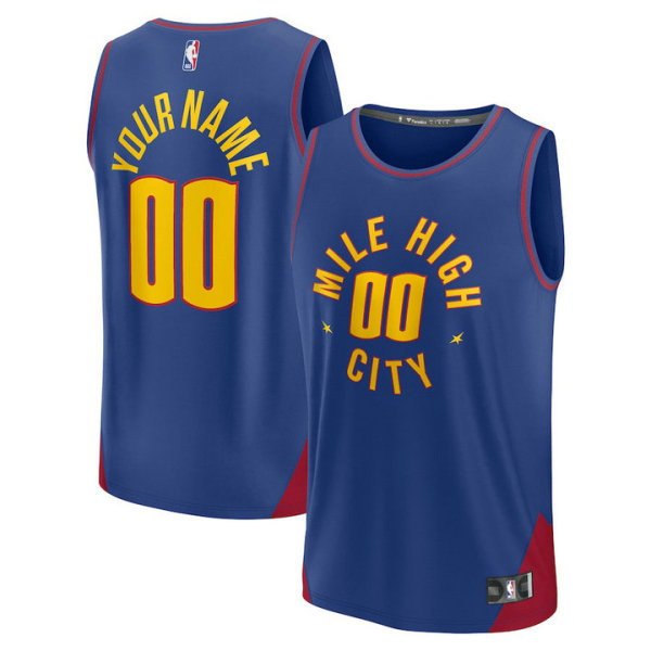 Men's Denver Nuggets Fanatics Branded Blue 2022-23 Fast Break Custom Replica Jersey - Statement Edition