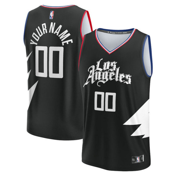 Men's LA Clippers Fanatics Branded Black 2022-23 Fast Break Custom Replica Jersey - Statement Edition