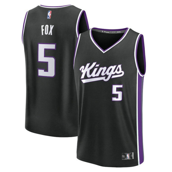 Men's Sacramento Kings De'Aaron Fox Fanatics Branded Black 2023-24 Fast Break Replica Jersey - Icon Edition