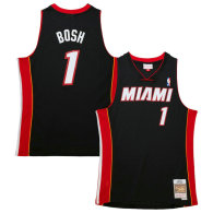 Men's Miami Heat Chris Bosh Mitchell & Ness Black Hardwood Classics Swingman Jersey