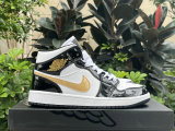 Authentic Air Jordan 1 Mid GS “Black/Metallic Gold”