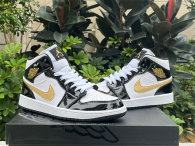 Authentic Air Jordan 1 Mid “Black/Metallic Gold”