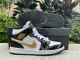 Authentic Air Jordan 1 Mid “Black/Metallic Gold”