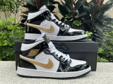Authentic Air Jordan 1 Mid “Black/Metallic Gold”