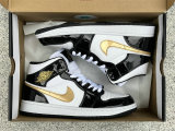 Authentic Air Jordan 1 Mid “Black/Metallic Gold”