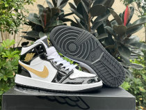 Authentic Air Jordan 1 Mid GS “Black/Metallic Gold”