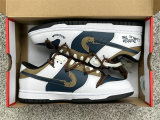 Authentic Nike Dunk Low Dark Blue/Black/White/Brown