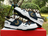Authentic Nike Dunk Low Dark Blue/Black/White/Brown