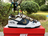 Authentic Nike Dunk Low Dark Blue/Black/White/Brown