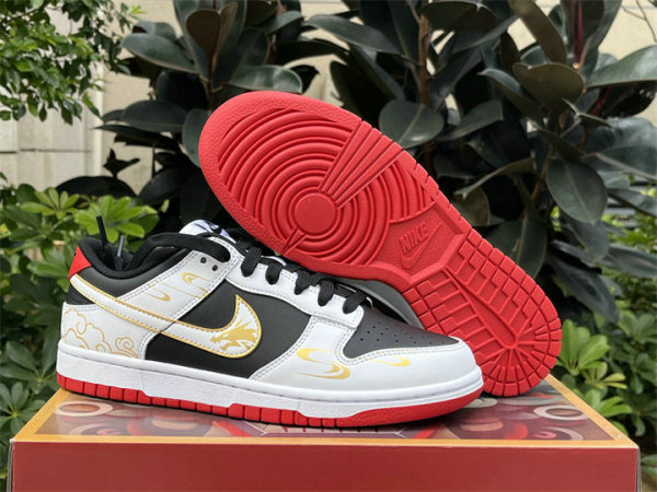 Authentic Nike Dunk Low White/Varsity Red-Black