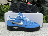 Authentic Off-White x Nike Air Force 1 University Blue/Silver/Black