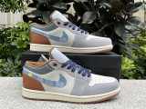 Authentic Air Jordan 1 Low GS Phantomstar Blue/Coconut Milk