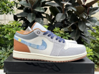 Authentic Air Jordan 1 Low GS Phantomstar Blue/Coconut Milk