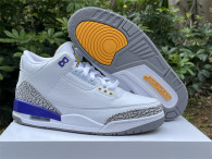 Authentic Air Jordan 3 White/Purple/Yellow