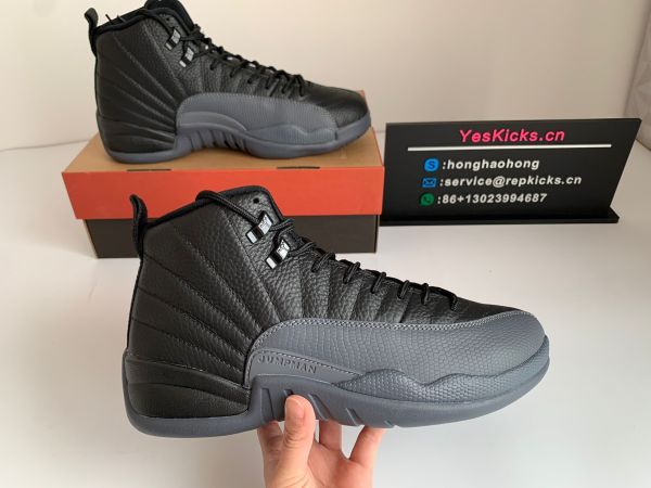 Authentic Air Jordan 12 Black Wolf Grey