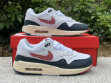 Authentic Nike Air Max 1 White/Red/Dark Blue