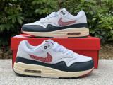 Authentic Nike Air Max 1 White/Red/Dark Blue