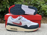 Authentic Nike Air Max 1 White/Red/Dark Blue