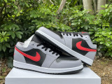 Authentic Air Jordan 1 Low GS Black/Grey/Fire Red