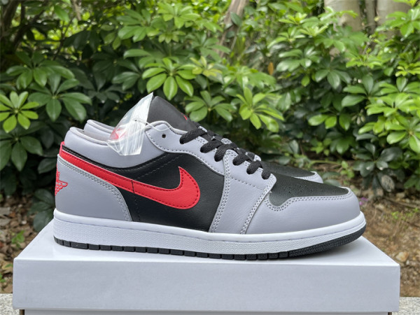 Authentic Air Jordan 1 Low GS Black/Grey/Fire Red