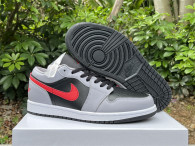 Authentic Air Jordan 1 Low Black/Grey/Fire Red