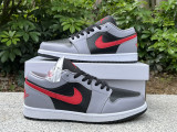 Authentic Air Jordan 1 Low GS Black/Grey/Fire Red