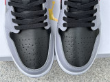 Authentic Air Jordan 1 Low GS Black/Grey/Fire Red