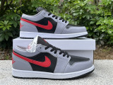 Authentic Air Jordan 1 Low GS Black/Grey/Fire Red