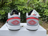 Authentic Air Jordan 1 Low GS Black/Grey/Fire Red