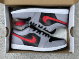 Authentic Air Jordan 1 Low GS Black/Grey/Fire Red