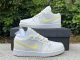 Authentic Air Jordan 1 Low GS White/Yellow