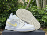 Authentic Air Jordan 1 Low GS White/Yellow
