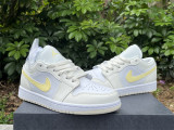 Authentic Air Jordan 1 Low GS White/Yellow