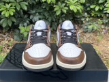 Authentic Air Jordan 1 Low GS White/Dark Mocha/Light Blue
