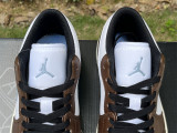 Authentic Air Jordan 1 Low GS White/Dark Mocha/Light Blue