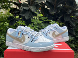 Authentic Nike Dunk Low Neutral White/Blue/Brown