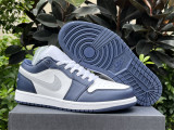 Authentic Air Jordan 1 Low Midnight Navy/Grey/White