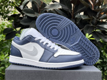 Authentic Air Jordan 1 Low Midnight Navy/Grey/White