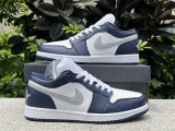 Authentic Air Jordan 1 Low Midnight Navy/Grey/White