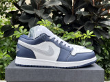 Authentic Air Jordan 1 Low Midnight Navy/Grey/White