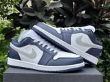 Authentic Air Jordan 1 Low Midnight Navy/Grey/White