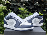 Authentic Air Jordan 1 Low Midnight Navy/Grey/White