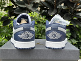Authentic Air Jordan 1 Low Midnight Navy/Grey/White